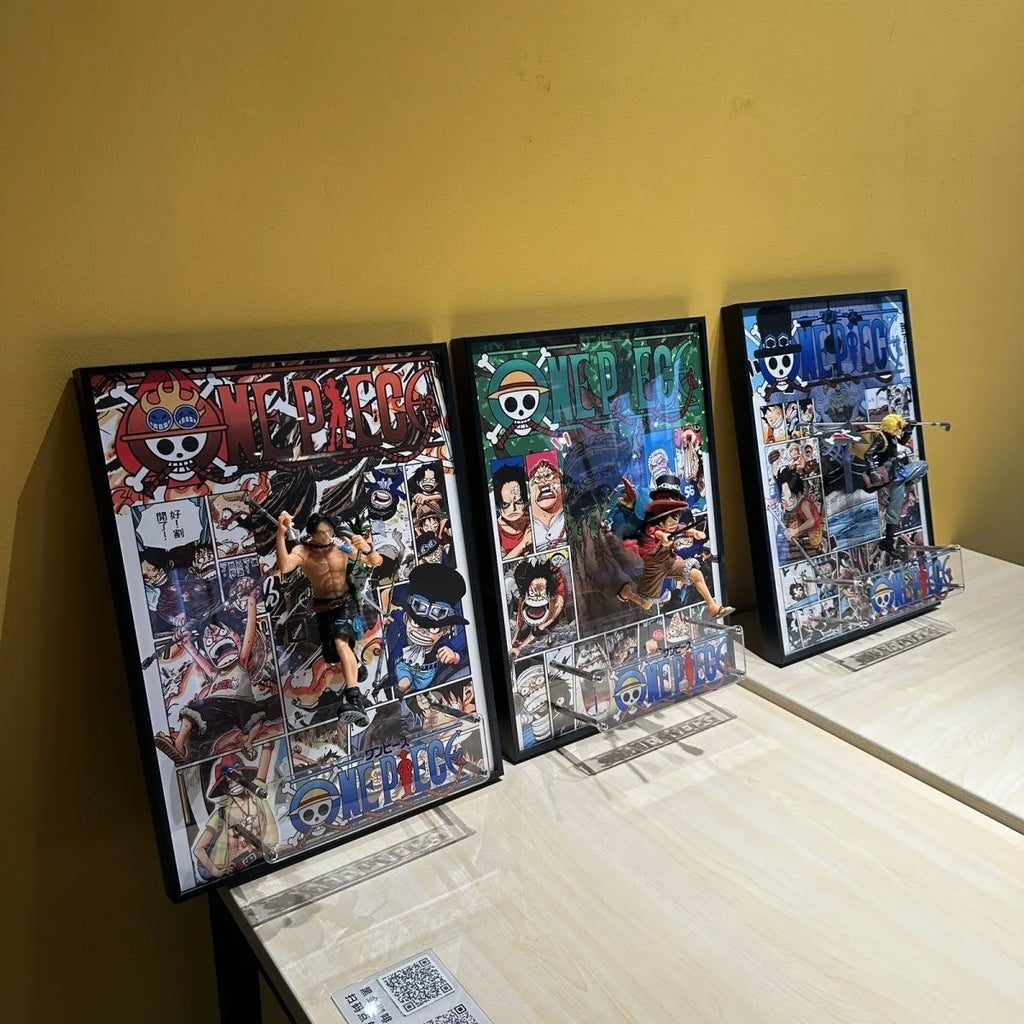 40*30CM One Piece Luffy Three Brothers Figure Anime Painting 3D Art Wall Painting Decorate in the Room