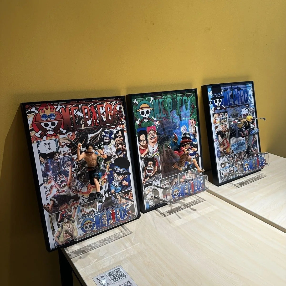 40*30CM One Piece Luffy Three Brothers Figure Anime Painting 3D Art Wall Painting Decorate in the Room