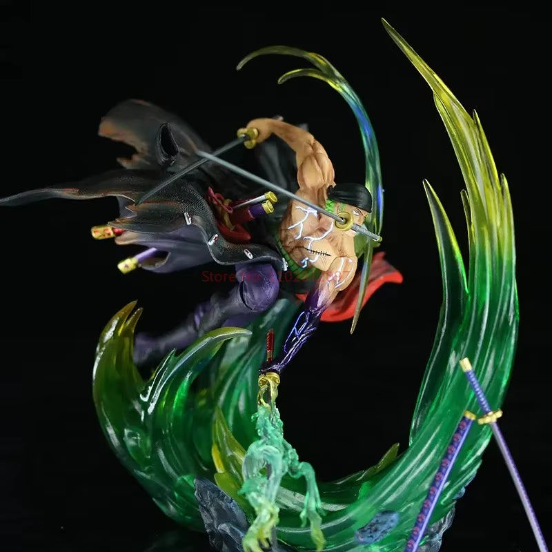 24Cm One Piece Figure Roronoa Zoro Anime Figures Gk Luminous Pvc Statue Model Cool Room Decoration Toy Gift Children