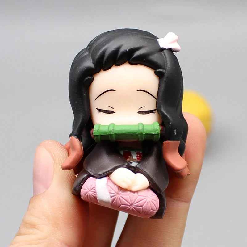 4Pcs Demo Slayer Gk Kamado Tanjirou Kamado Nezuko Q Edition Shoulder to Shoulder Sleep Desktop Decoration Model Children Toygift