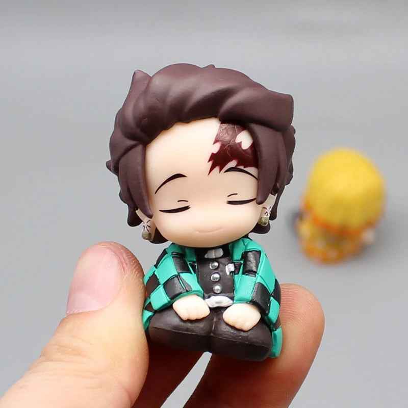 4Pcs Demo Slayer Gk Kamado Tanjirou Kamado Nezuko Q Edition Shoulder to Shoulder Sleep Desktop Decoration Model Children Toygift
