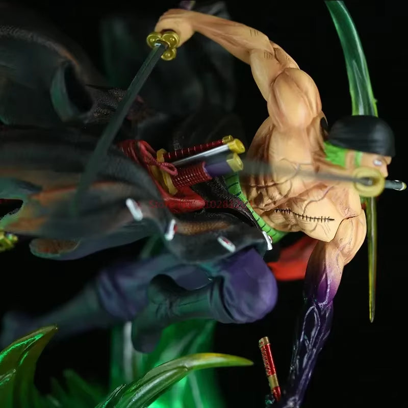 24Cm One Piece Figure Roronoa Zoro Anime Figures Gk Luminous Pvc Statue Model Cool Room Decoration Toy Gift Children
