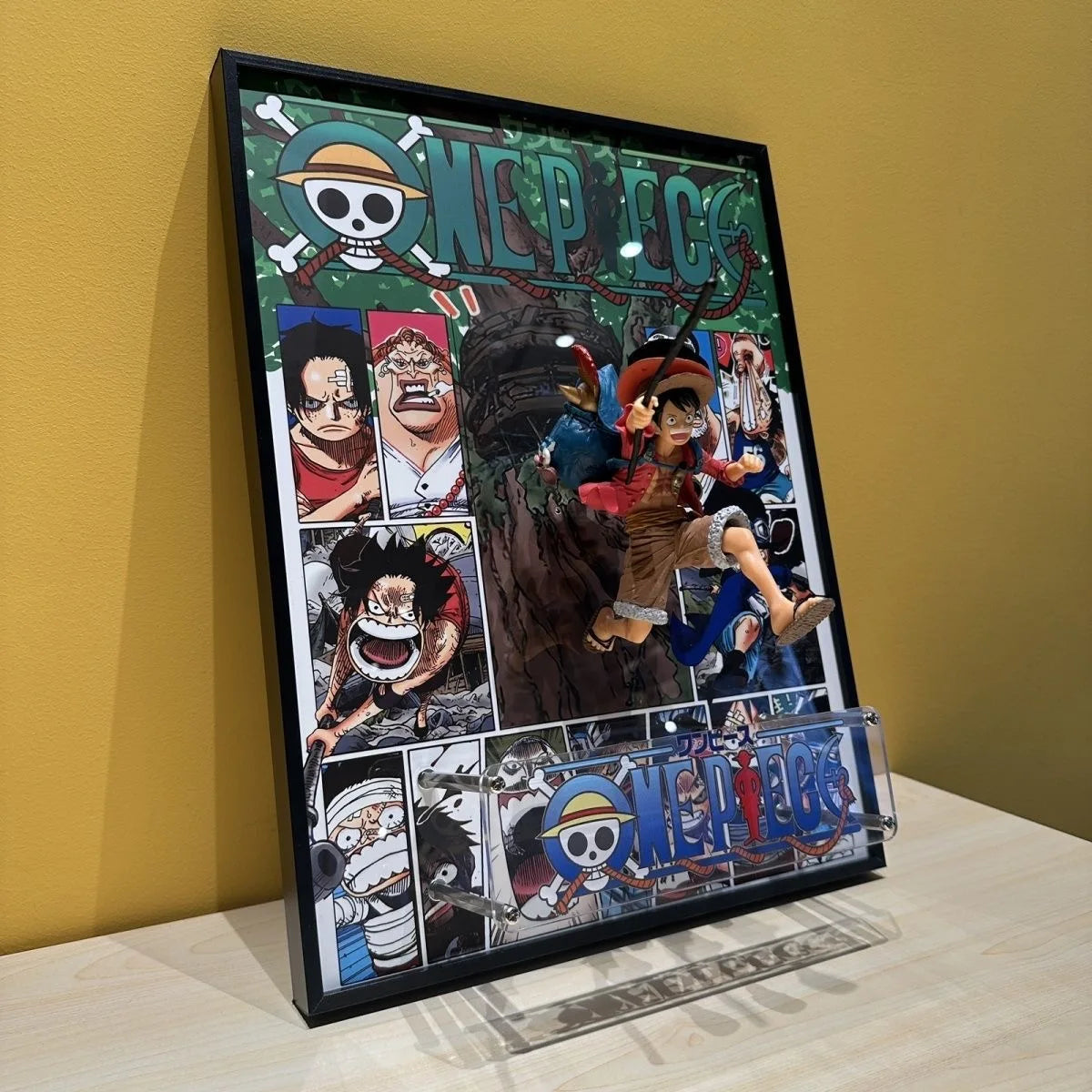 40*30CM One Piece Luffy Three Brothers Figure Anime Painting 3D Art Wall Painting Decorate in the Room