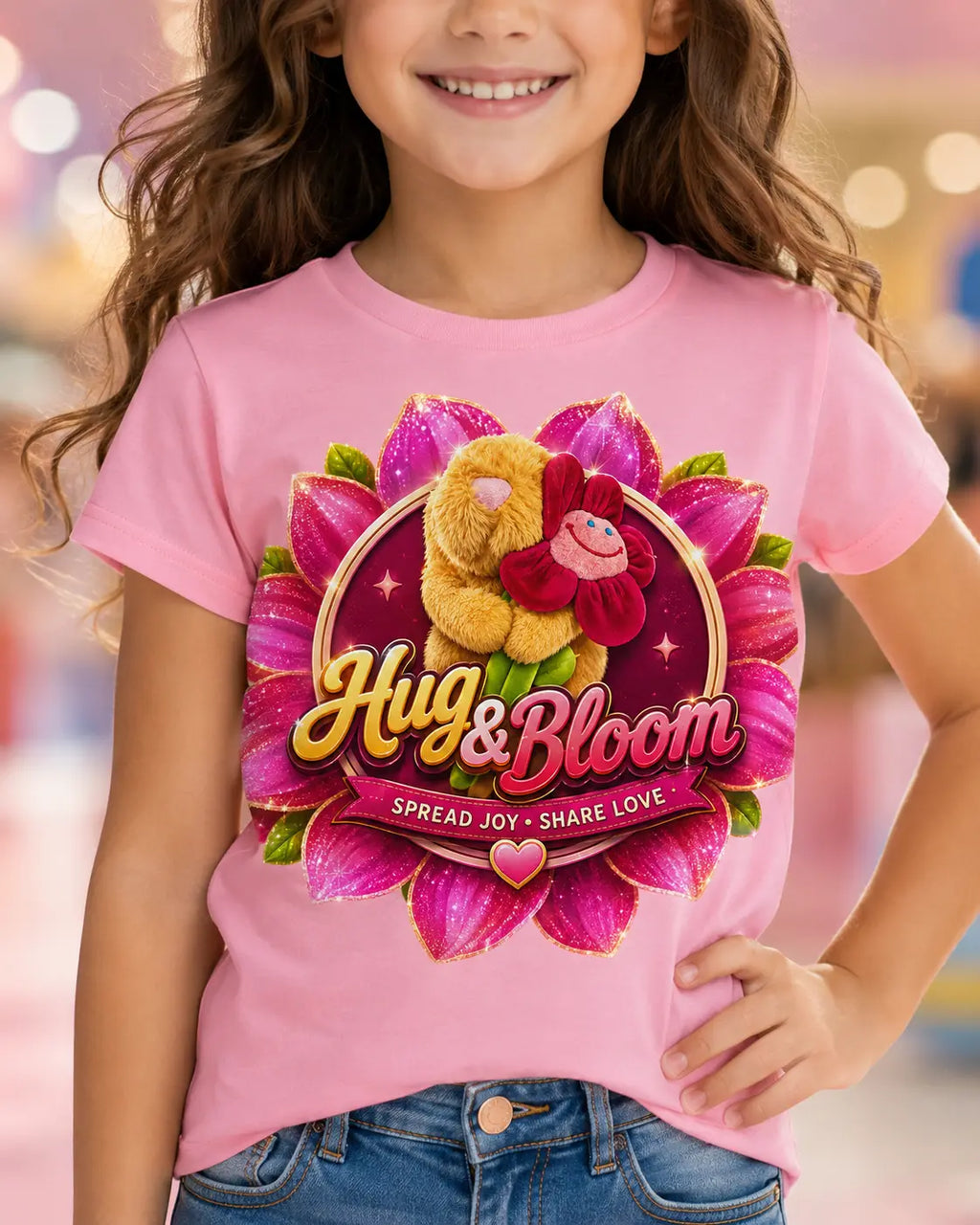 Hug & bloom brand girls pink short sleeve top Hugs and bloom