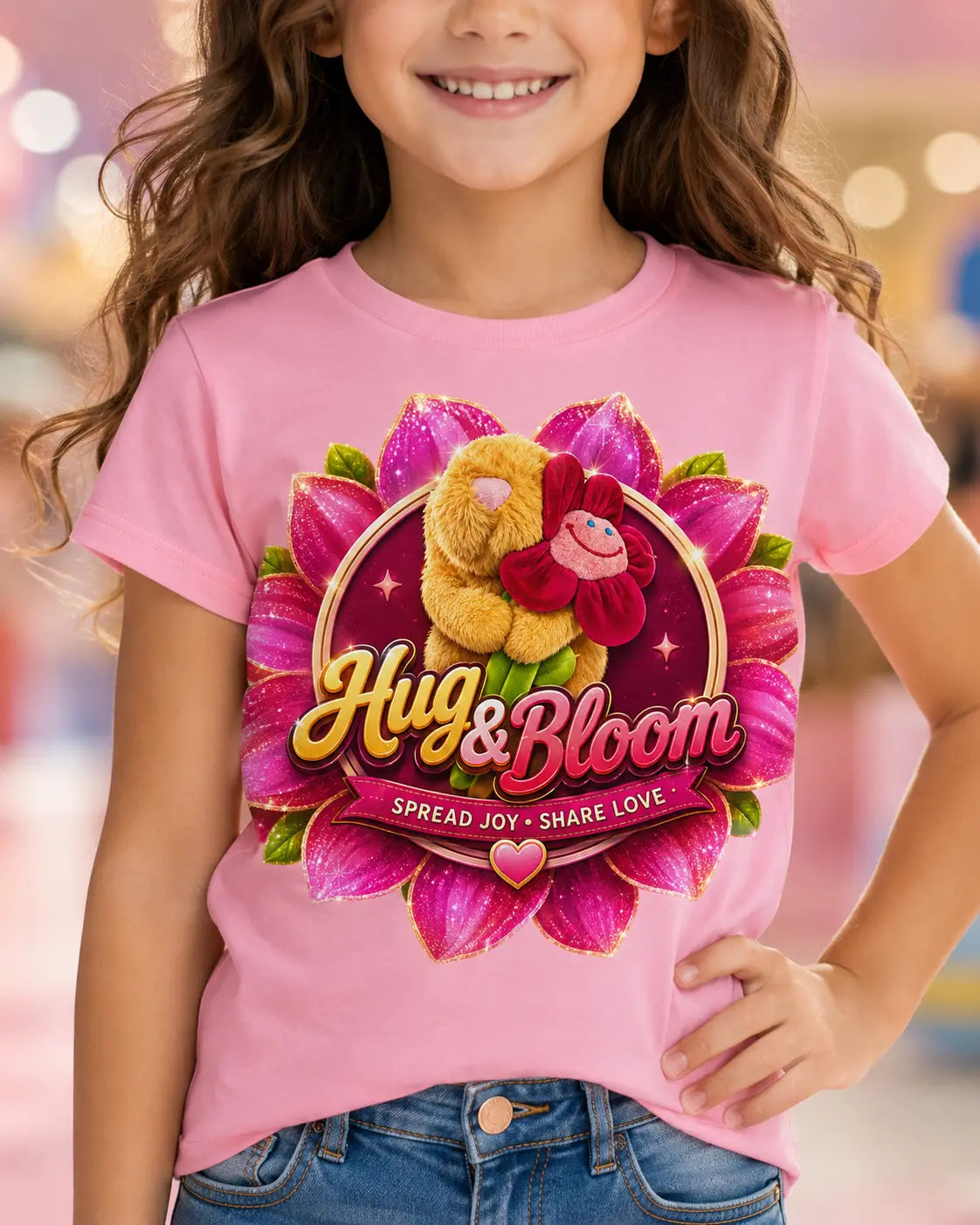 Hug & bloom brand girls pink short sleeve top Hugs and bloom