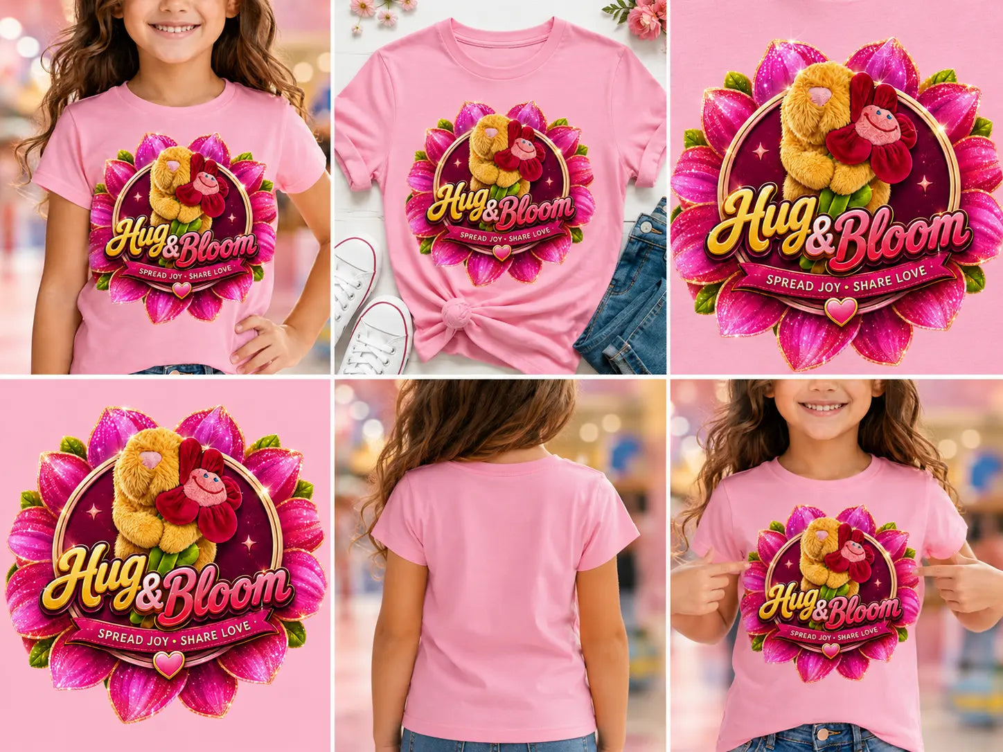 Hug & bloom brand girls pink short sleeve top Hugs and bloom
