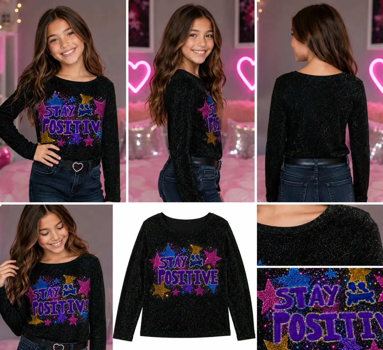 Stay positive apparel long sleeve black top Stay positive