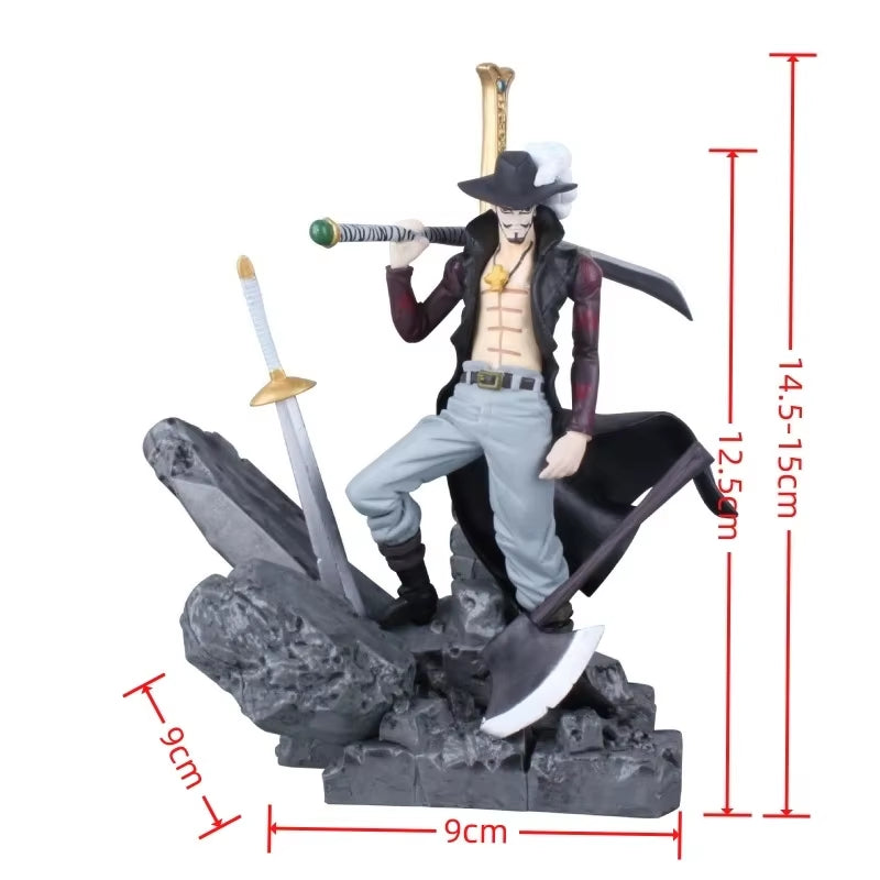 One Piece Anime Figure the Battle over the Dome Dracule Mihawk Action Figure Model Figma Statue Collection Toy Desktop Decoratio