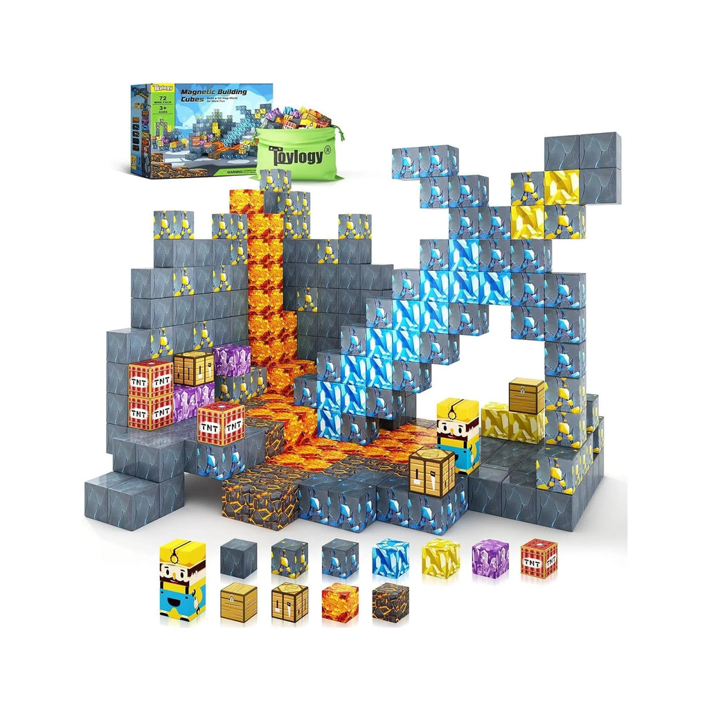 Magnetic Blocks-Build Mine Magnet World Sword Edition Mine Sword Caverns Magnet Building Craft Toddler Toys for Boys & Girls Age 3-4 4-5 6-8, Sensory Montessori Toys for Kids for 3+